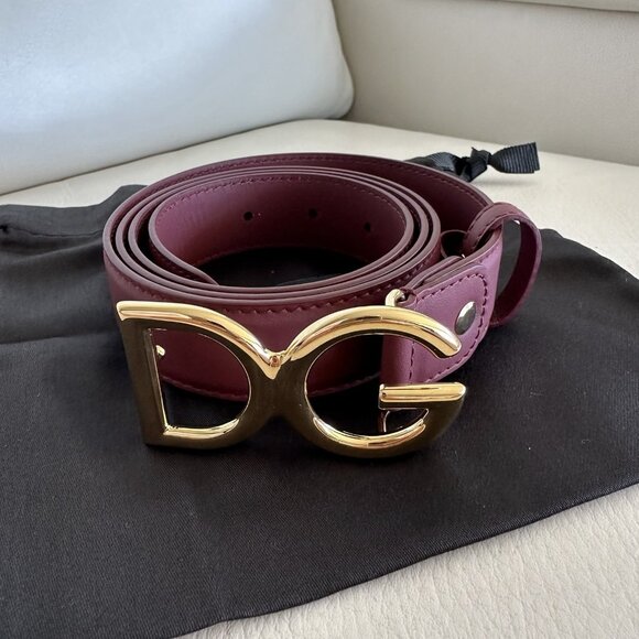NEW Dolce&Gabbana Belt Burgundy Leather 100% Authentic 115 Cm - Picture 2 of 4